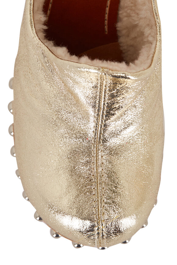 Christian Louboutin Joan Metallic Shearling Lined Clog, 130mm - view 5
