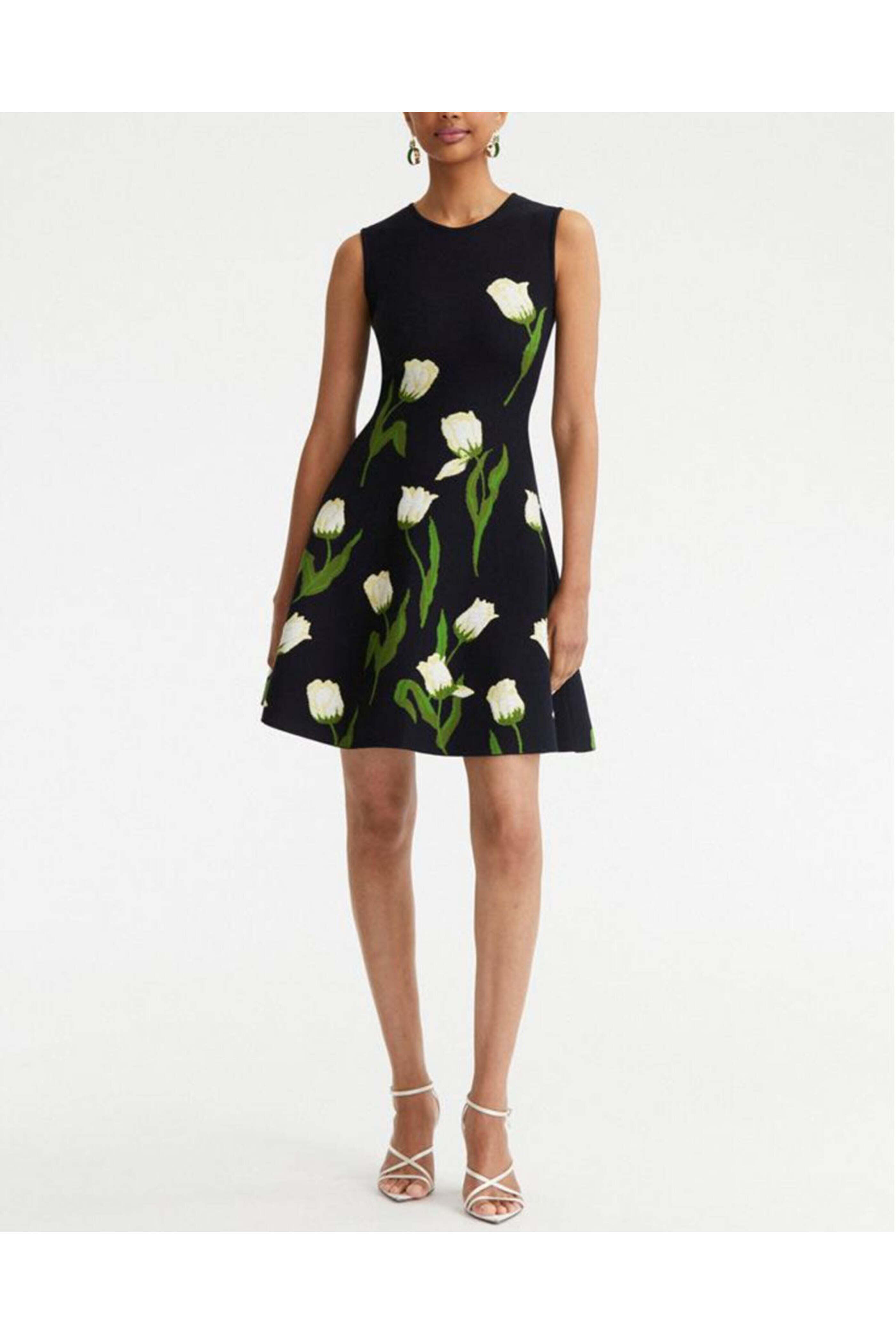 Oscar de la Renta - Navy Multi Knit Sleeveless Dress