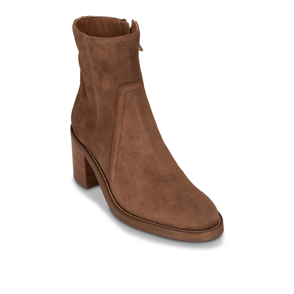 Aquatalia Janella Light Brown Silky Suede Ankle Boot 70mm