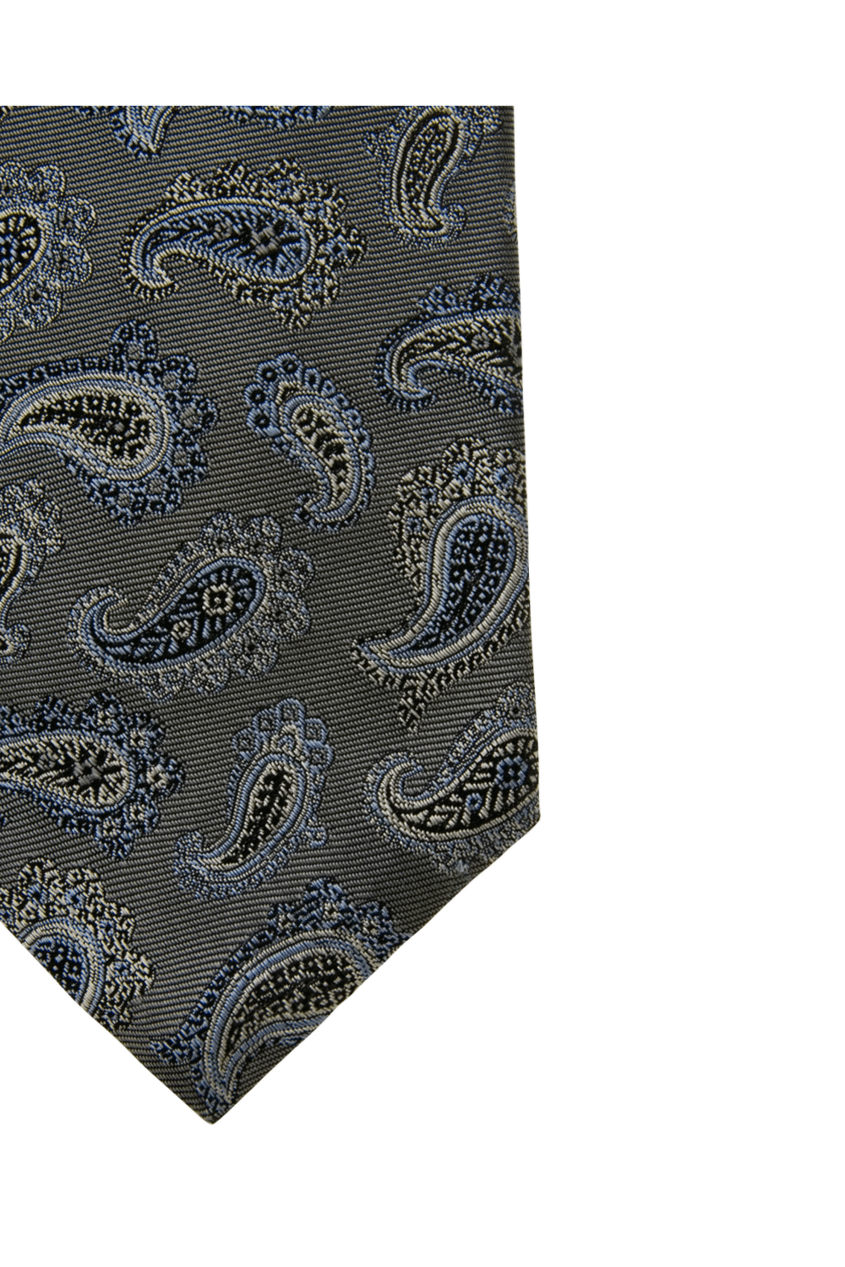 Kiton - Black and Silver Paisley Tie