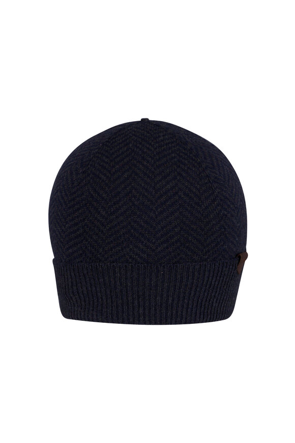 Maurizio Baldassari Black Herringbone Beanie