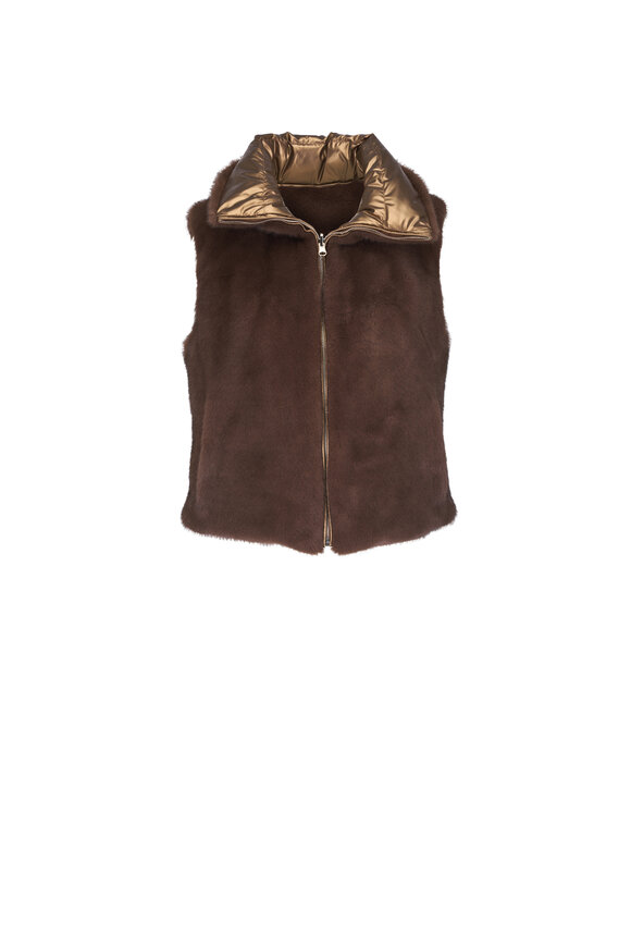 Viktoria Stass Mocha Bronze Vegan Fur Reversible Vest