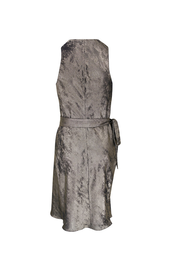 Peter Cohen - Ricki Silver Velvety Foil Wrap Dress 