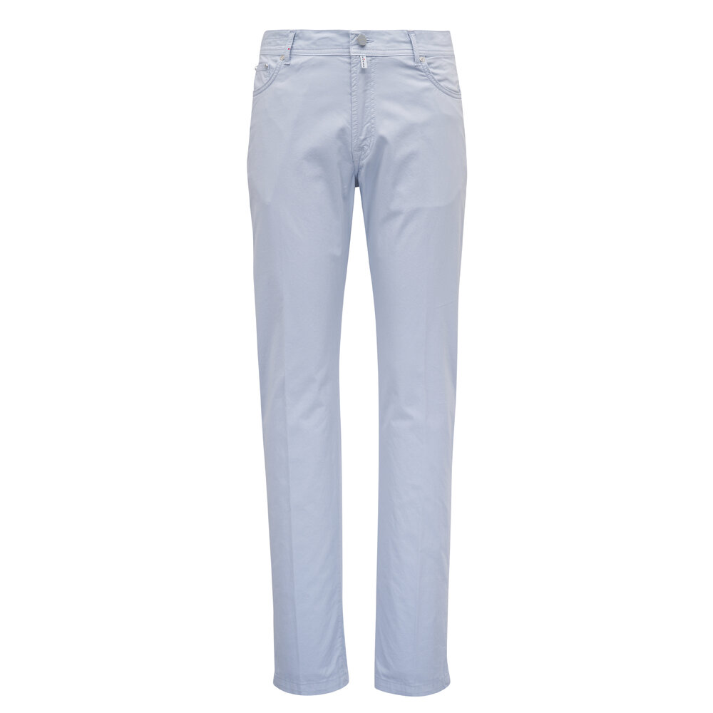 Kiton - Light Gray Cotton Poplin Five Pocket Pant