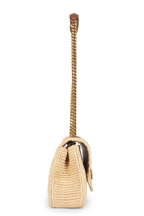 Saint Laurent Small Loulou Natural Chevron Raffia Chain Bag - view 4