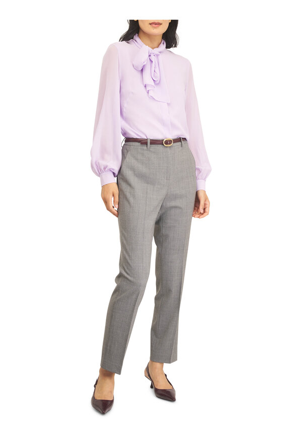 Michael Kors Collection Samantha Agate Gray Stretch Wool Pant - view 2