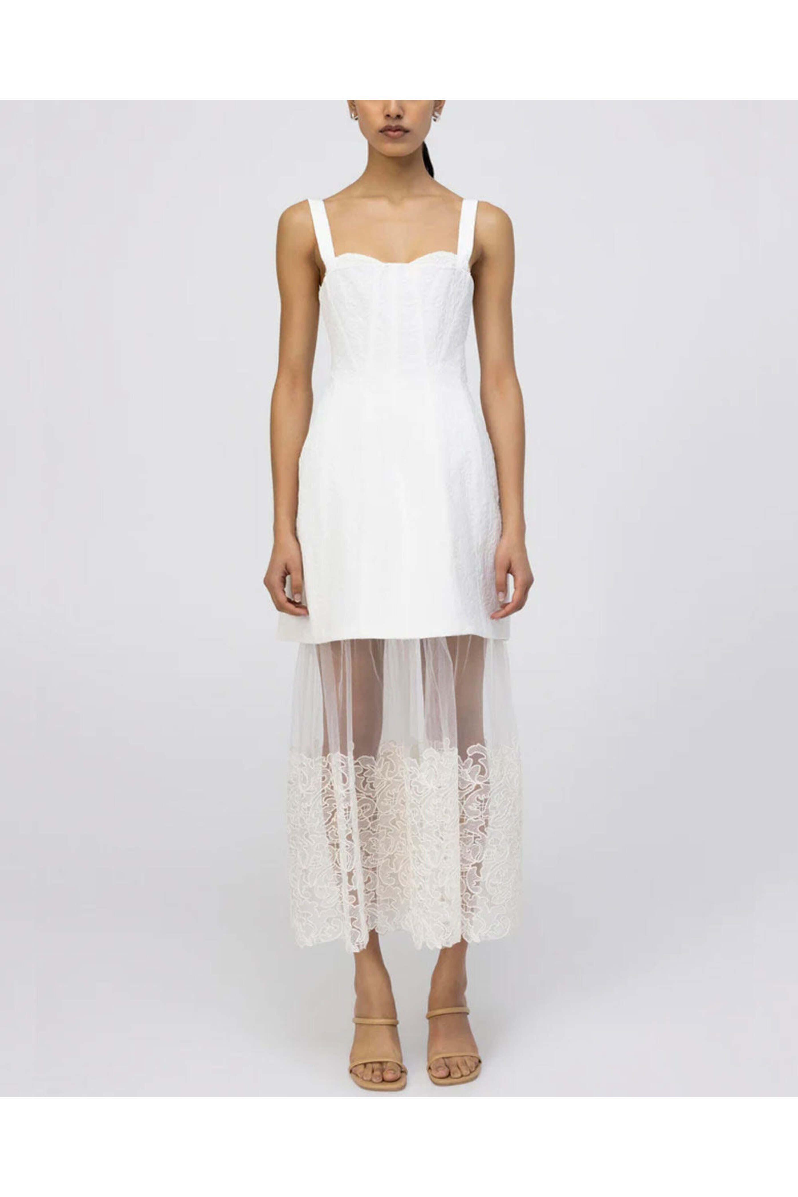 Simkhai - Ivory Sleeveless Callan Bustier Midi Dress