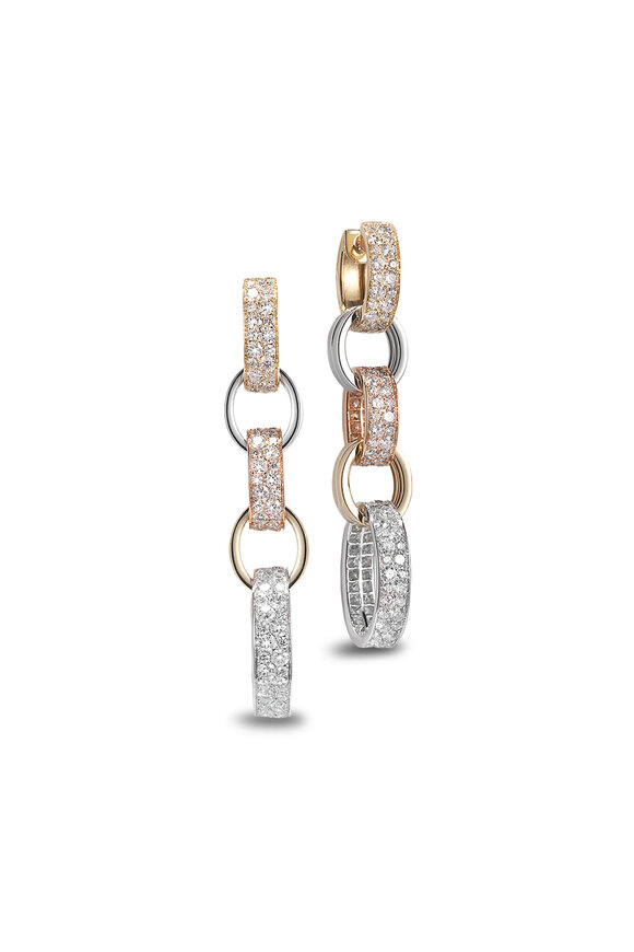 Nam Cho - Diamond Tri- Color Modern Link Earrings