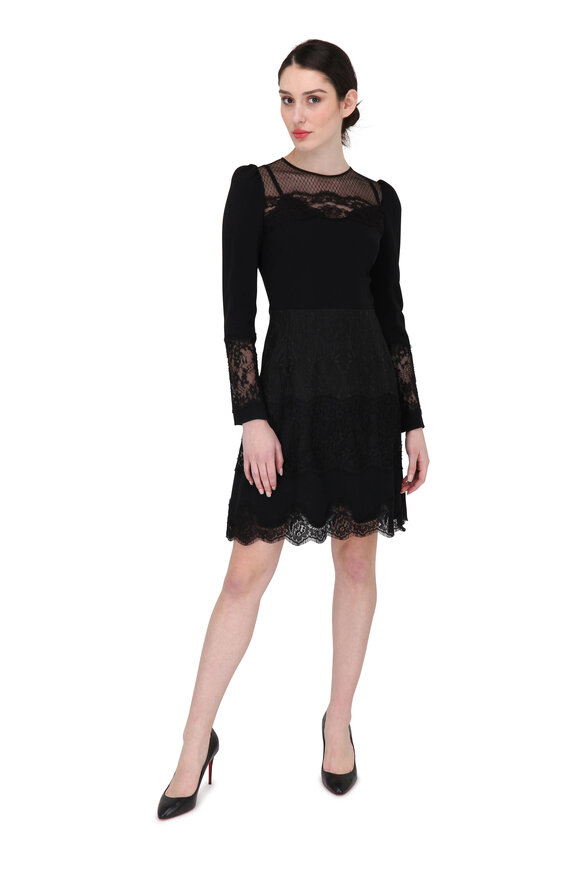 Dolce & Gabbana - Black Lace Inset Long Sleeve Dress