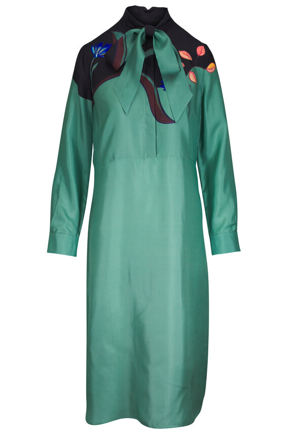 Dorothee Schumacher Seductive Bloom Autumn Green Midi Dress