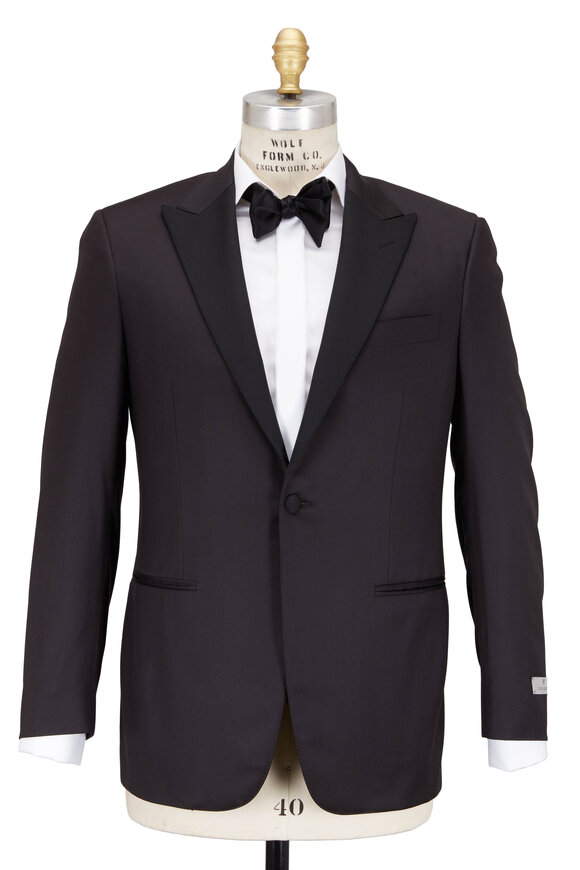 Canali - Black Wool Peak Lapel Tuxedo