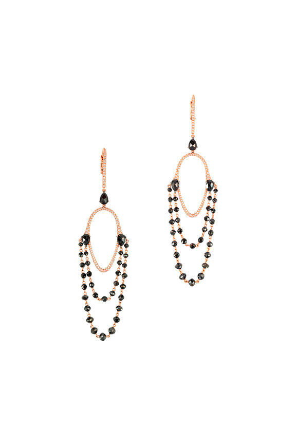 Etho Maria - 18K Rose Gold Black Diamond Beaded Earrings