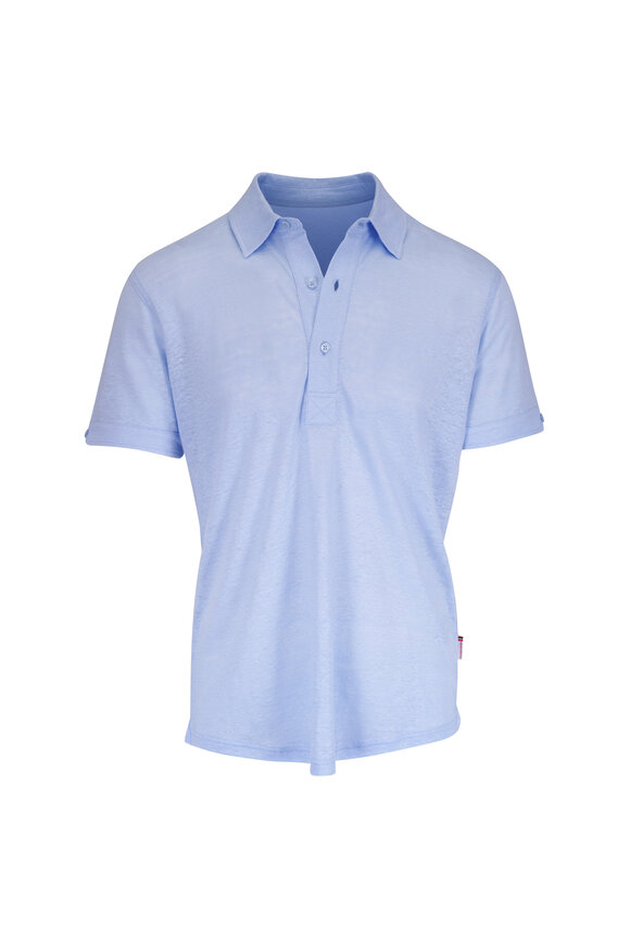Orlebar Brown Sebastian Surfside Blue Linen Polo - view 1