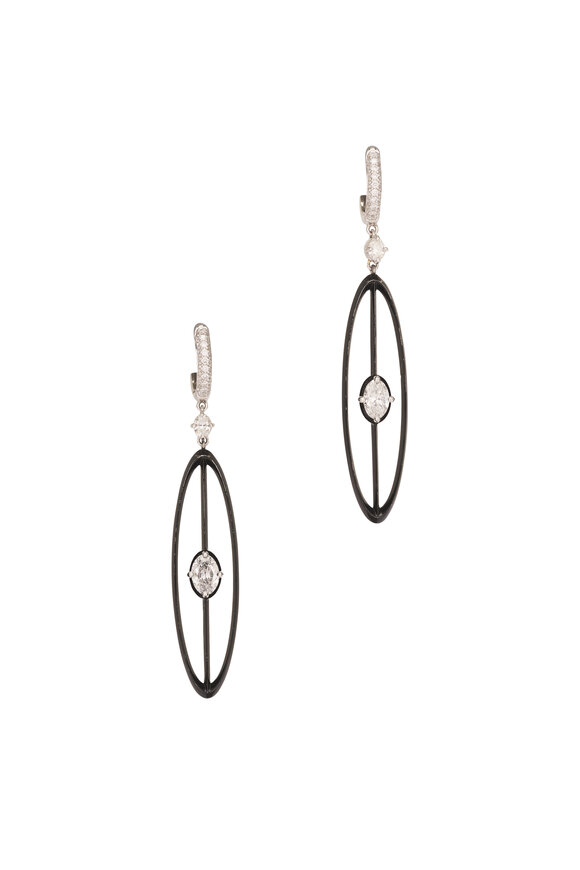 Mariani 18k White Gold Oval Diamond Drop Earrings - view 1