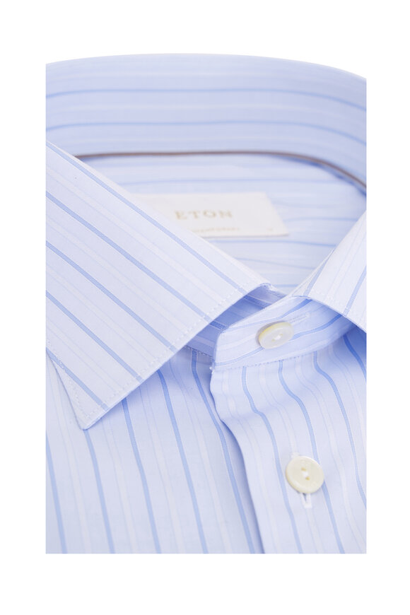 Eton Light Blue Stripe Cotton Dress Shirt - view 2