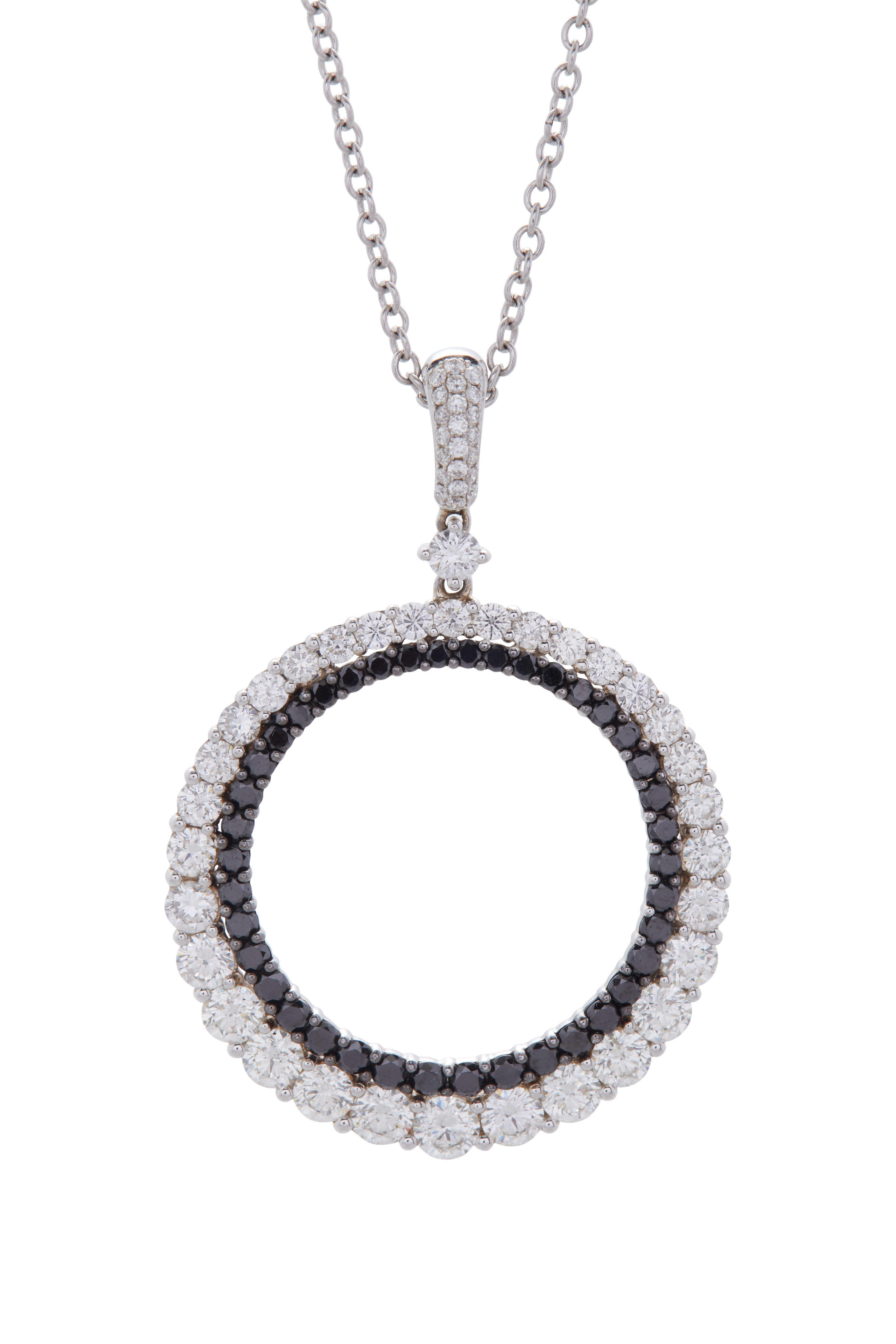 Cairo White Gold Diamond Circle Pendant Necklace