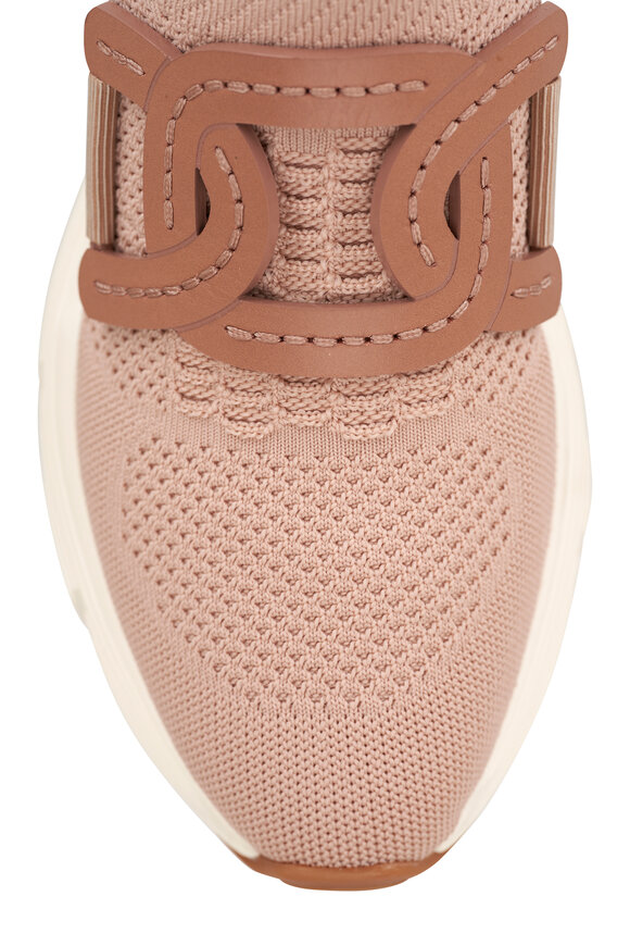 Tod's - Kate Sport Run Pink Knit & Leather Chain Sneaker