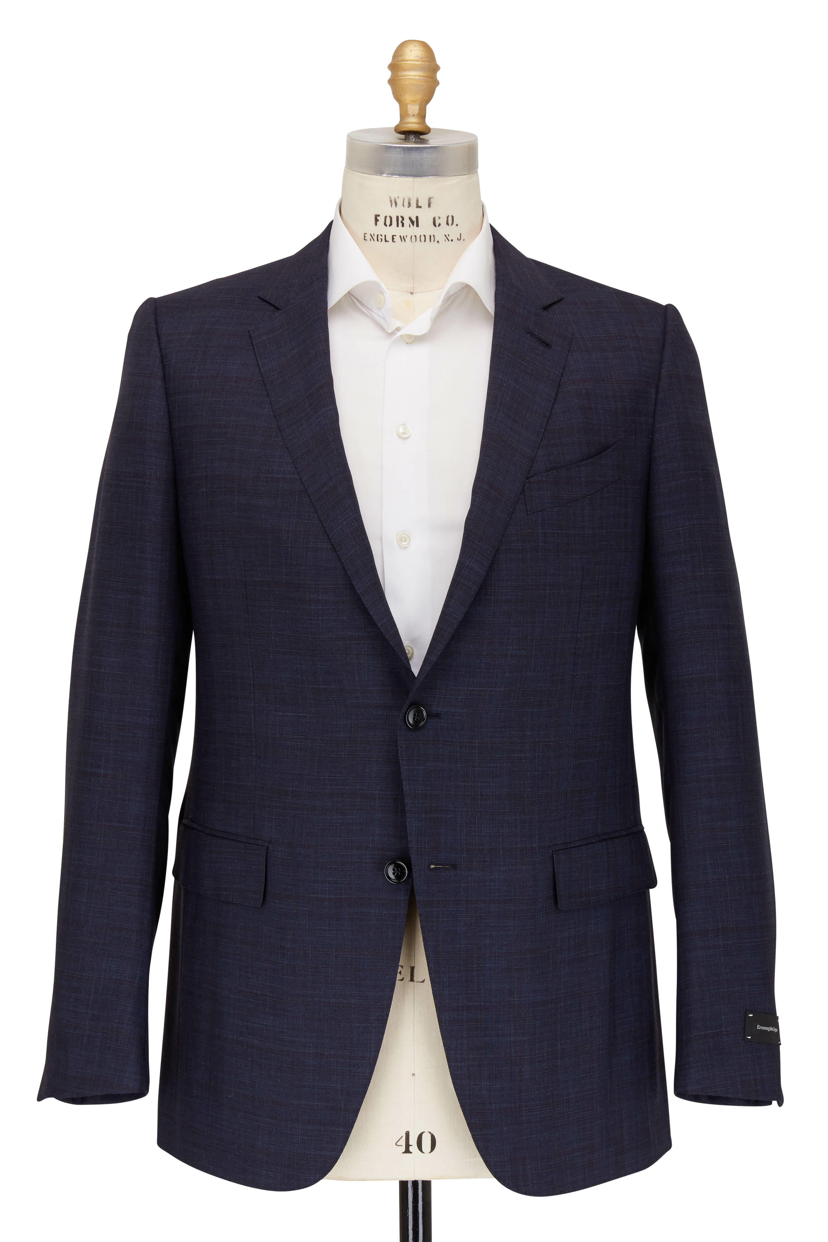 Zegna - Navy Blue Glen Plaid Wool & Silk Suit