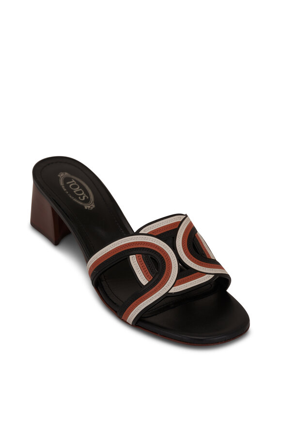 Tod's - Black, White & Brown Slide Sandal, 45mm 