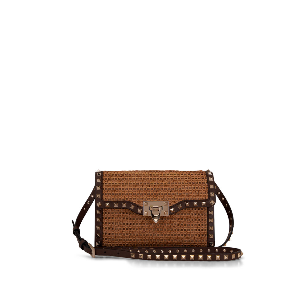 ショルダーバッグ Valentino Garavani Crossbody bags Brown Valentino Garavani Small Rockstud Grainy Calfskin Crossbody