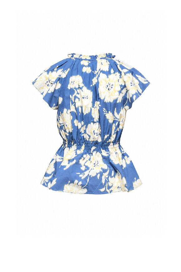 Tanya Taylor Ivana French Blue Floral Top - view 2