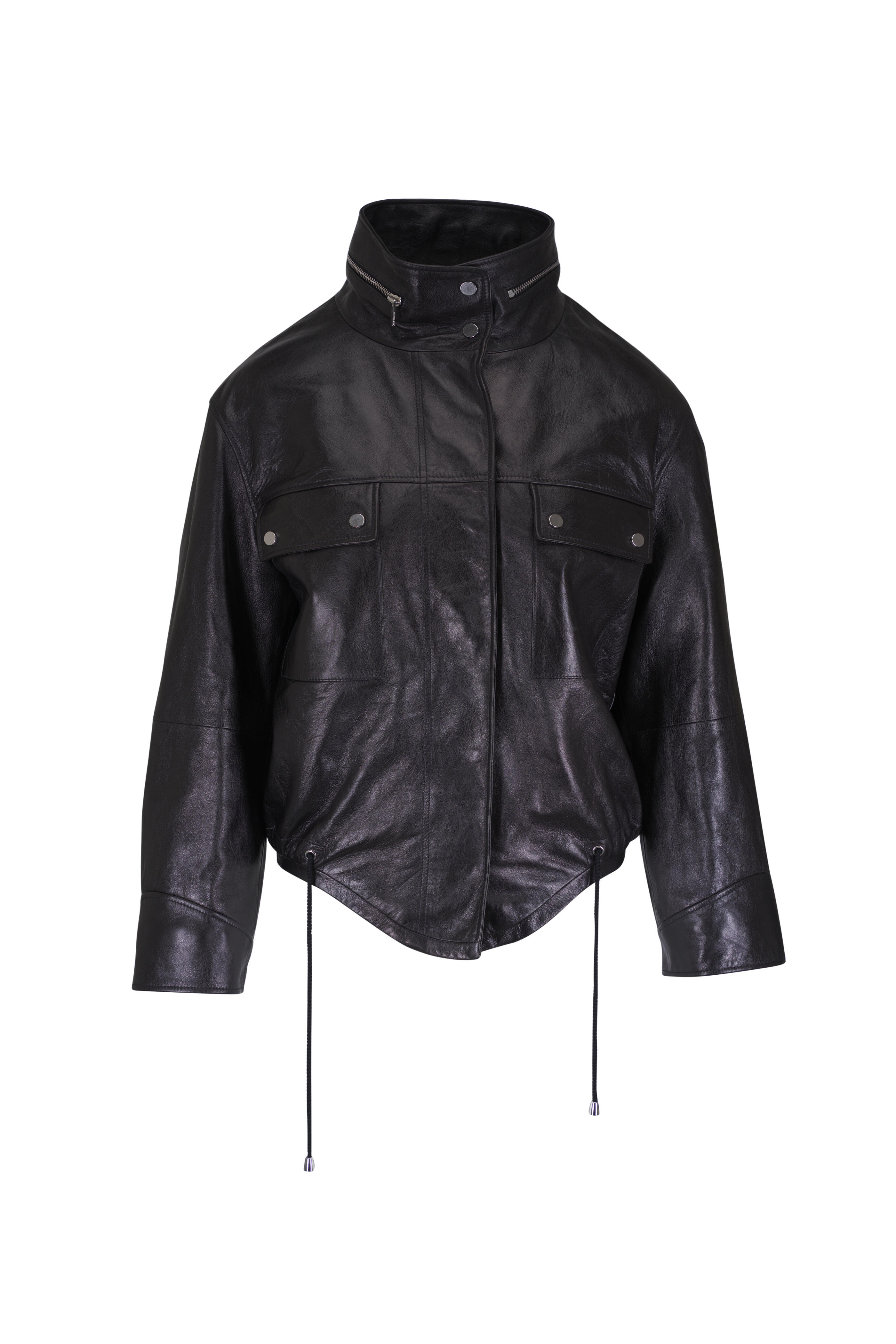 Michael Kors Collection - Black Leather Bomber Jacket