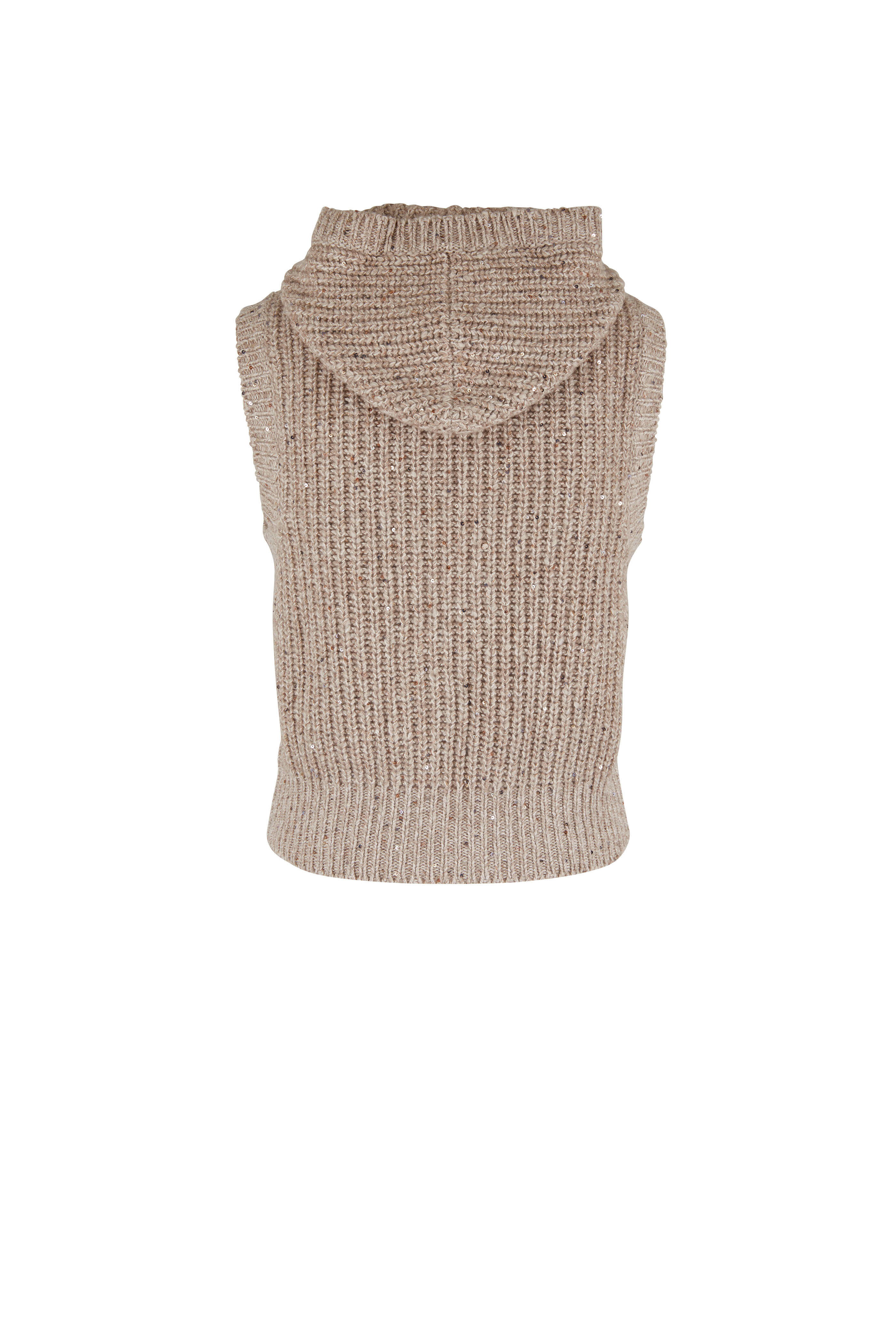 BRUNELLO CUCINELLI フード付きニットベスト Brunello Cucinelli - Beige Cashmere, Wool & Silk Hooded Vest