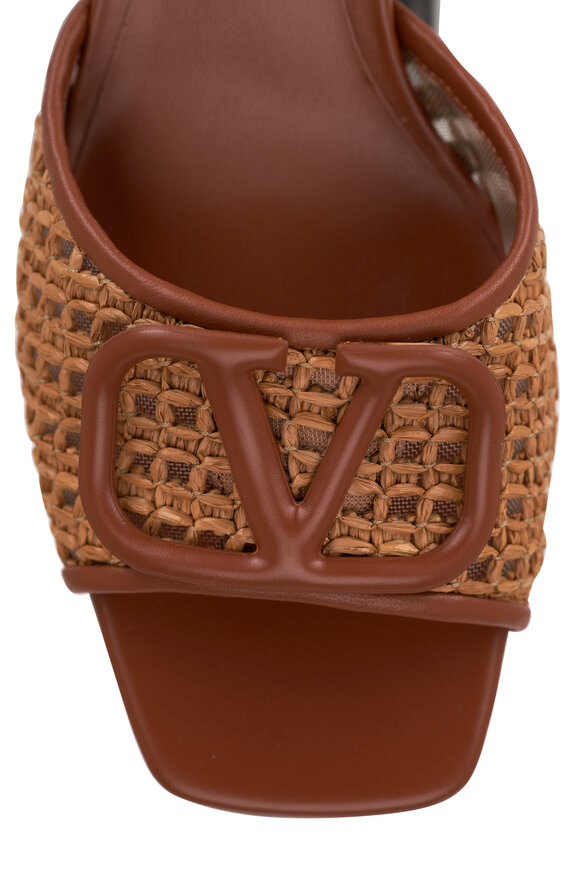 Valentino Garavani - Brown Raffia & Leather Heel Slide, 60mm  