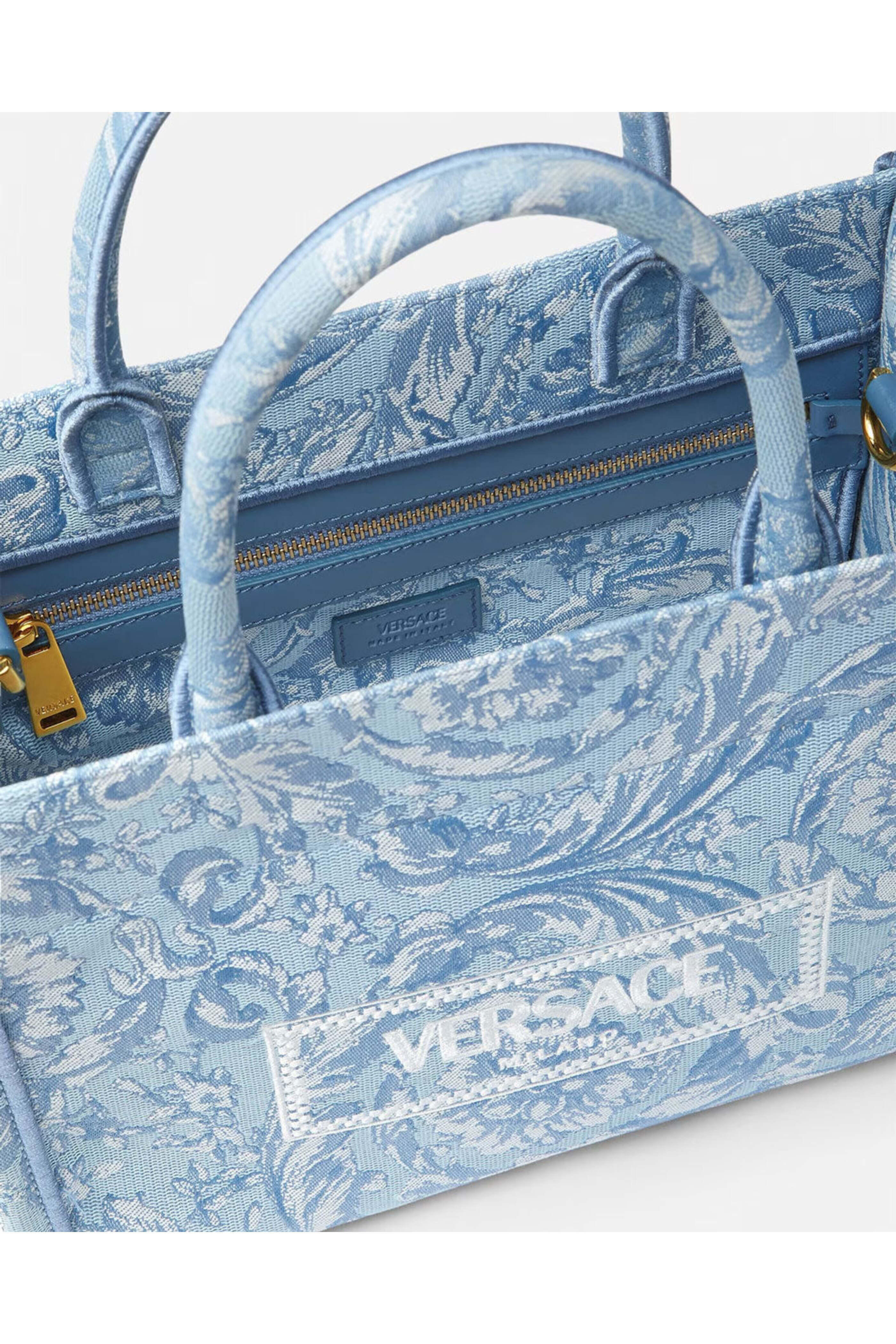 Versace - Barocco Athena Small Tote Bag in Baby Blue