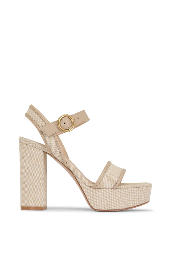 Gianvito Rossi Milos Sand & Natural Chunky Sandal, 70mm - view 6