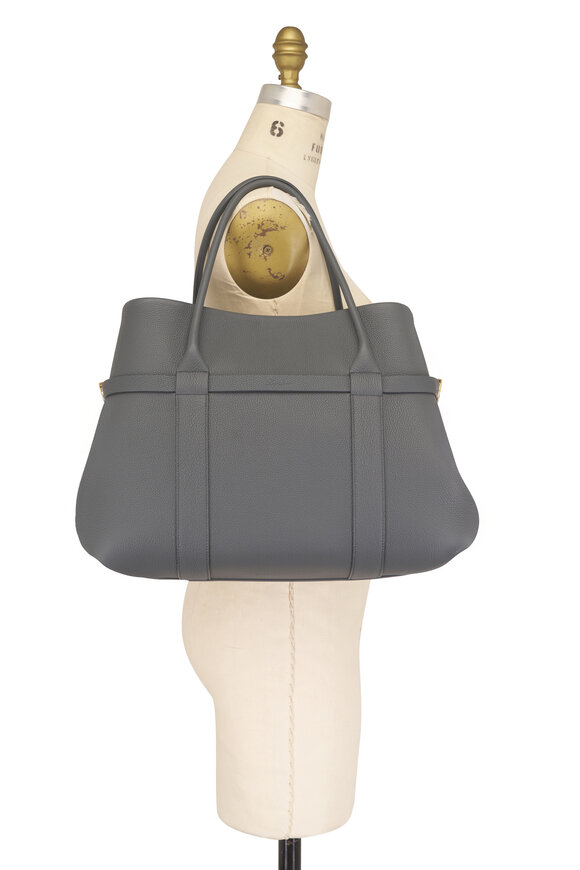 Loro Piana Large Ghiera Gray Leather Shopper Tote - view 6