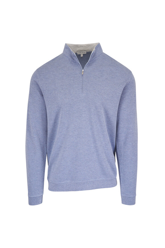 Peter Millar Crown Comfort Blue Quarter Zip Pullover - view 1