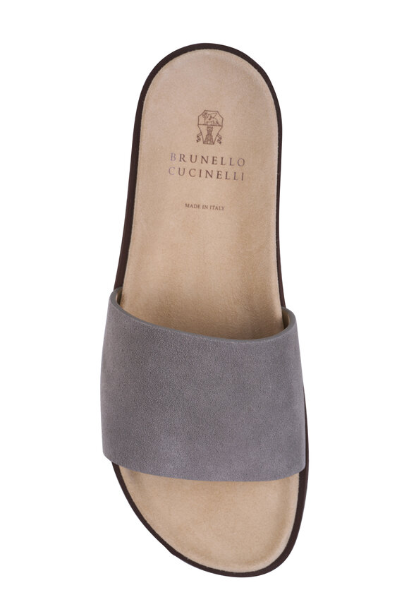 Brunello Cucinelli Sand Suede Slide - view 4