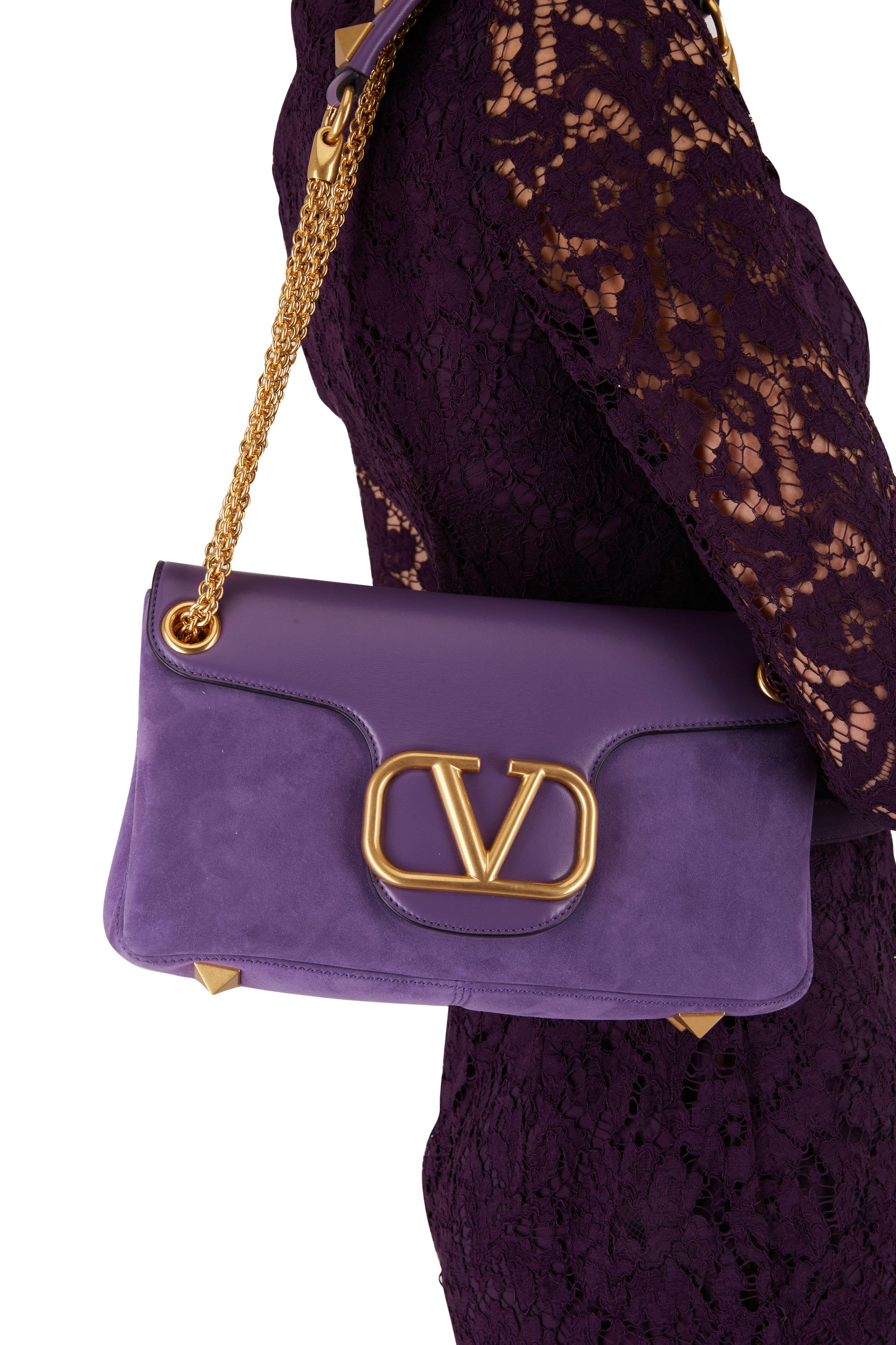 Valentino Garavani - VLogo Suede & Leather Bag