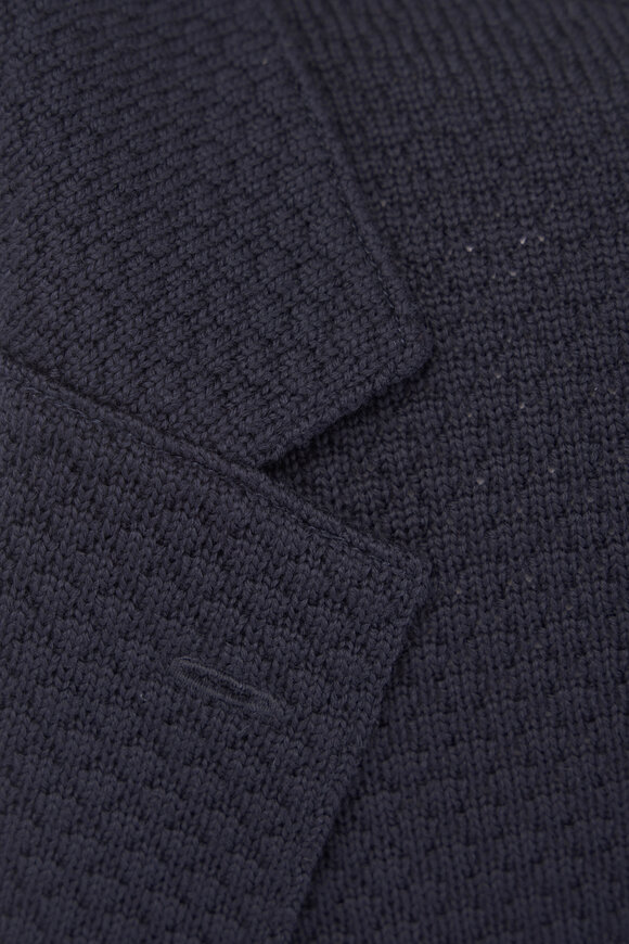 Patrick Assaraf Midnight Bubble Stitch Wool Sweater Jacket - view 3