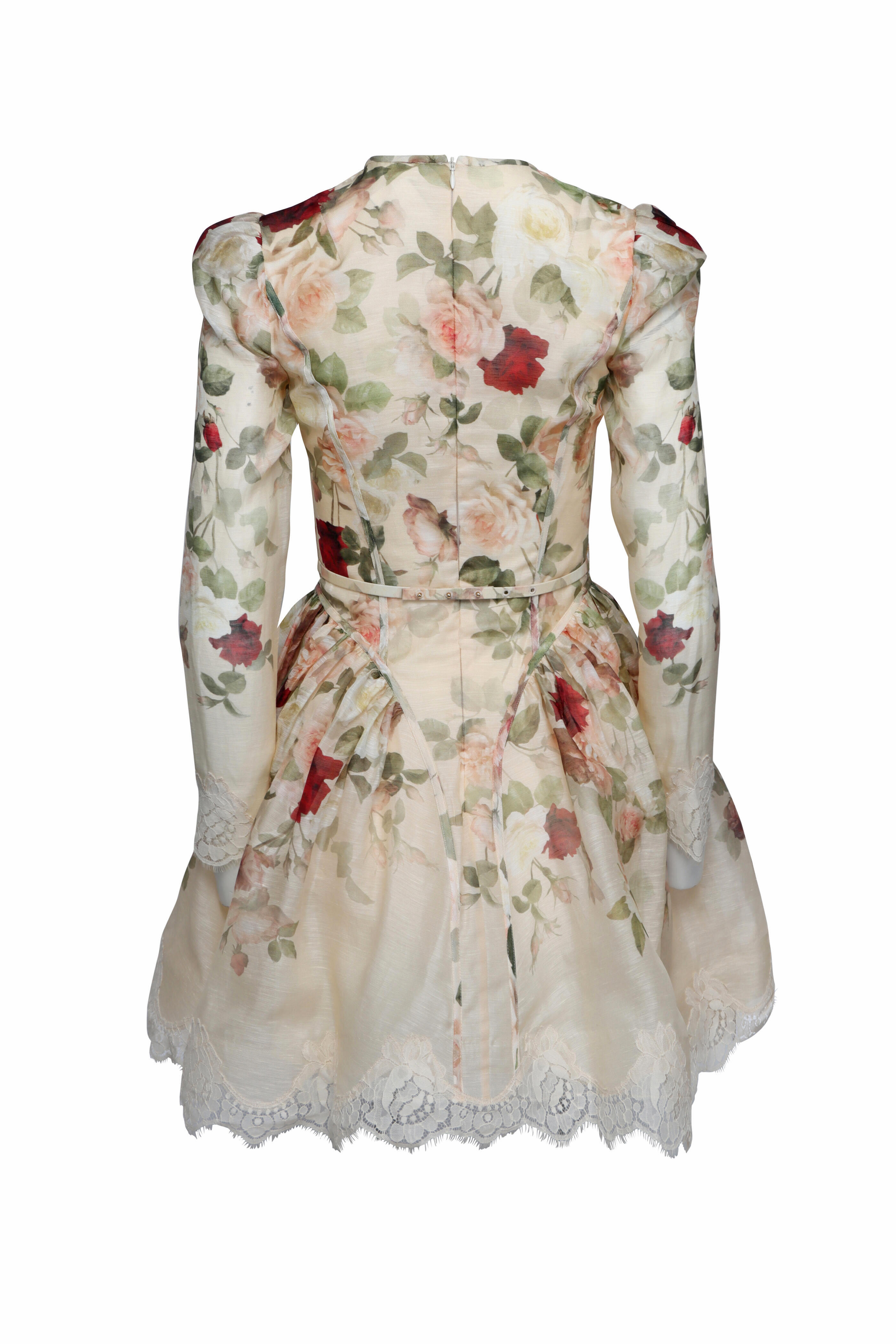 Zimmermann - Hypnotic Cream Cascade Lace Mini Dress