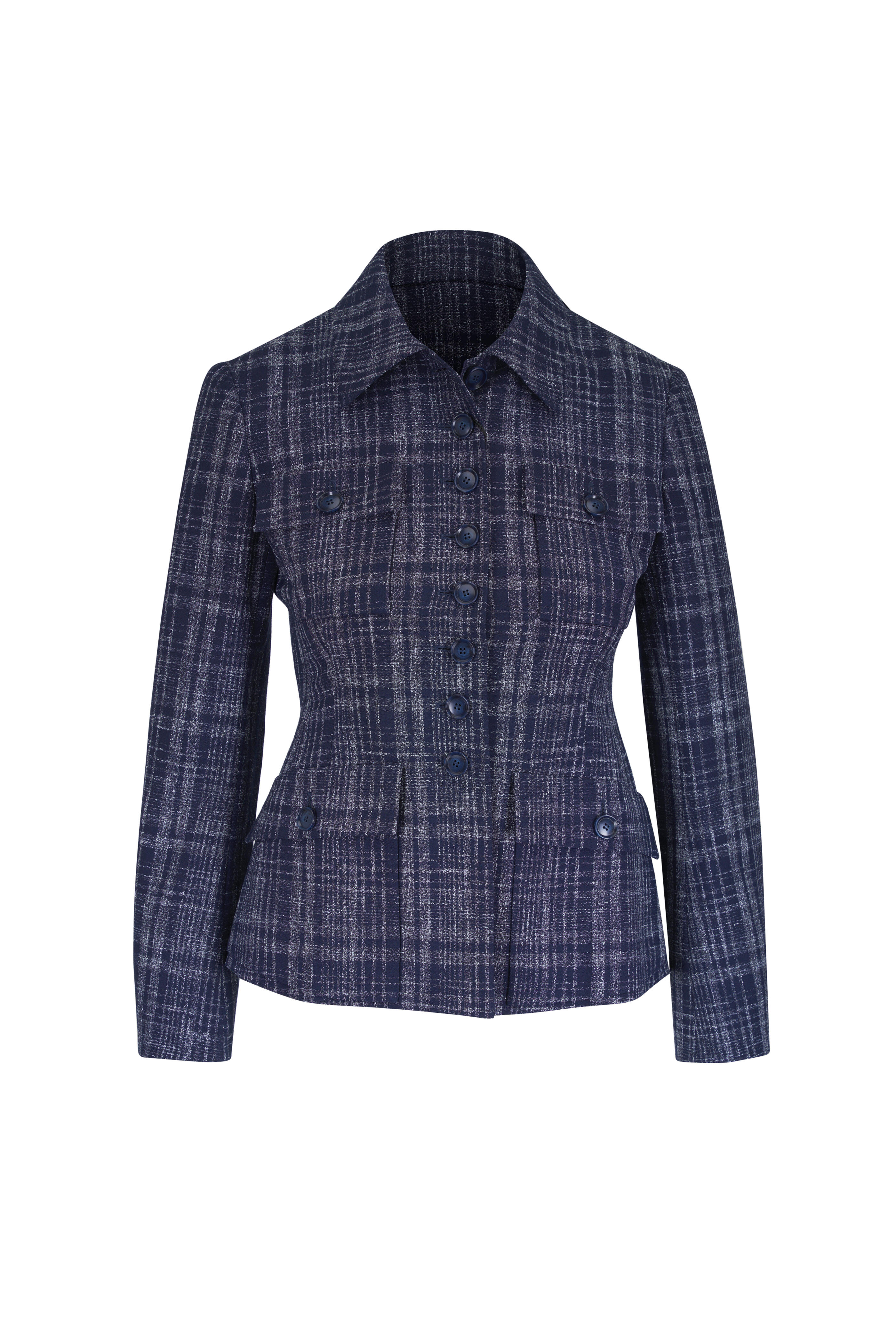 Akris - Delia Navy & Ecru Tweed Jacket - view 1