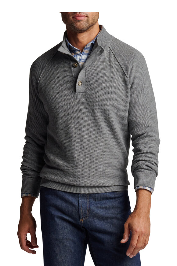 Peter Millar - Parkway Gale Gray Textured Mock-Neck Sweater