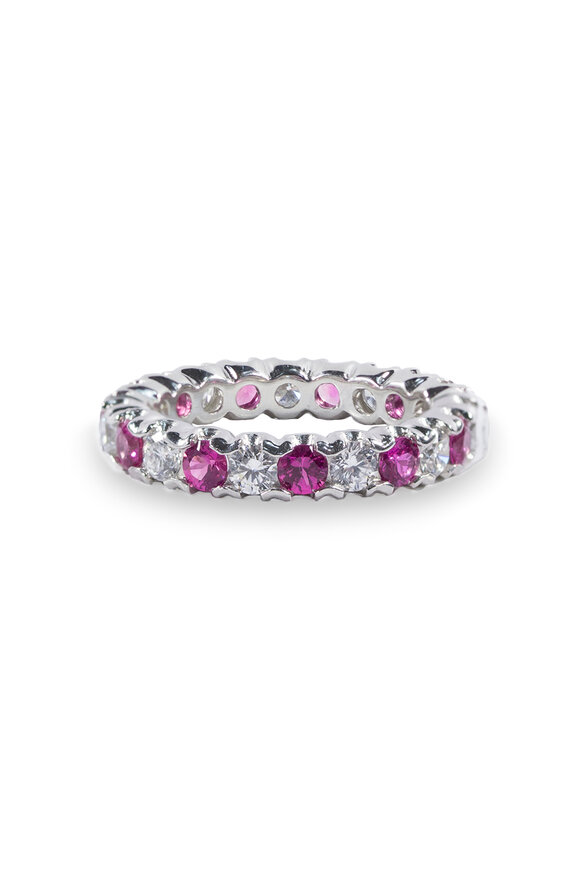 Oscar Heyman - Pink Sapphire & Diamond Fishtail Guard Ring