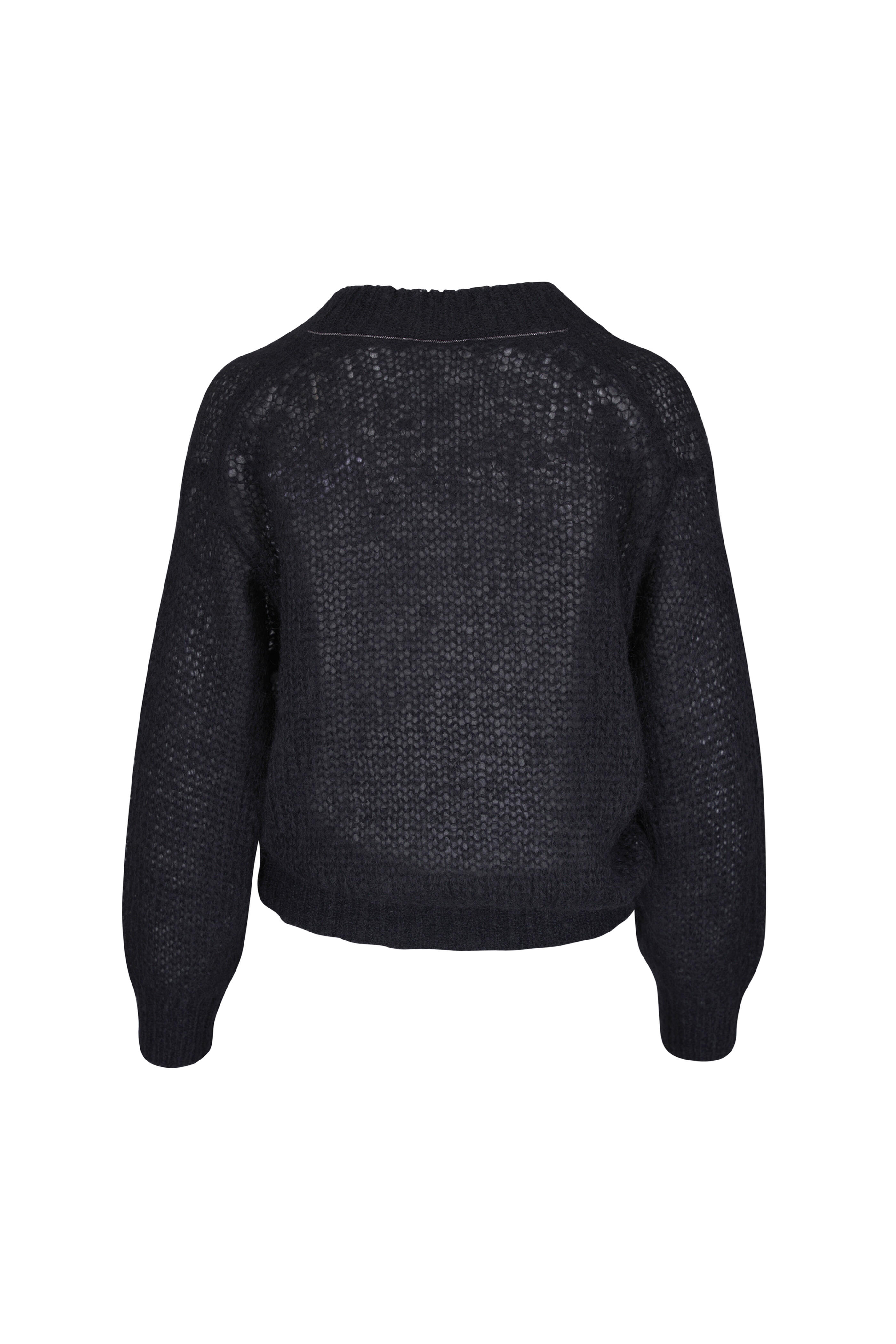Brunello Cucinelli - Black Lofty V-Neck Sweater - view 2