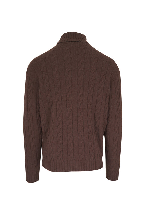Atelier Munro Brown Cashmere Cable Knit Turtleneck - view 3