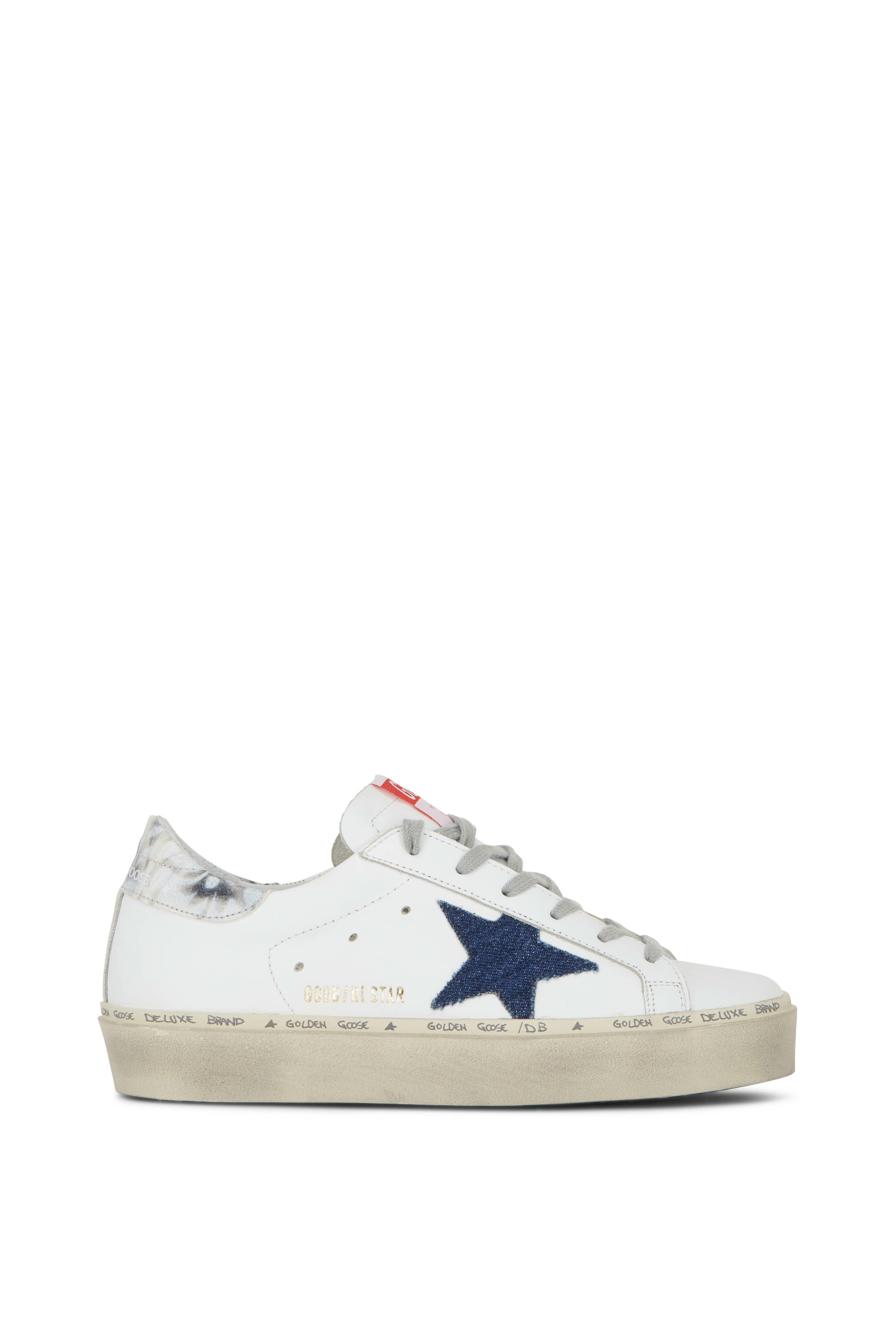 Golden Goose - Hi Star White Leather & Denim Star Sneakers