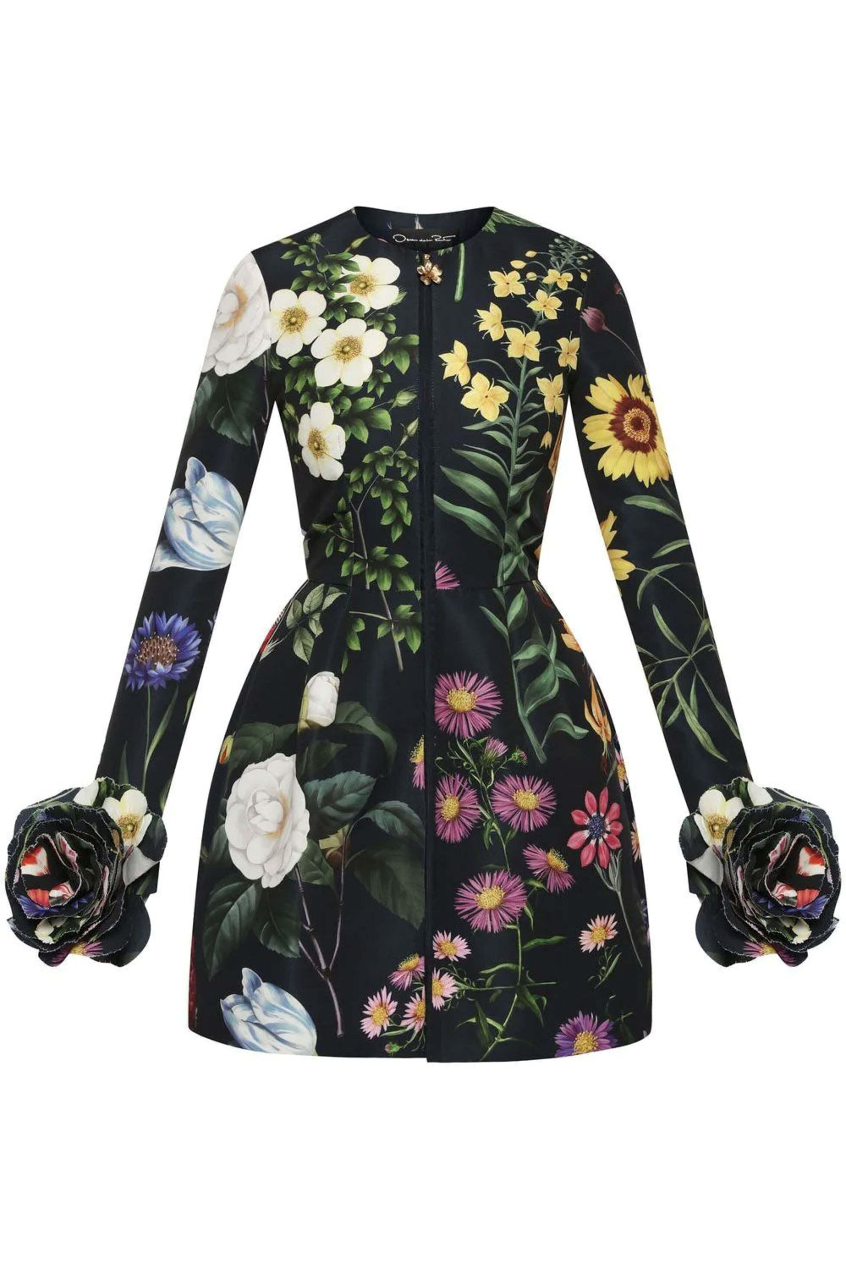 Oscar de la Renta - Navy Roset Belted Mini Dress