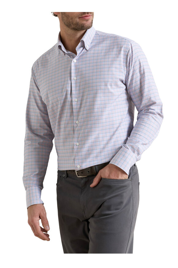 Peter Millar Casey Navy Performance Twill Sport Shirt - view 2