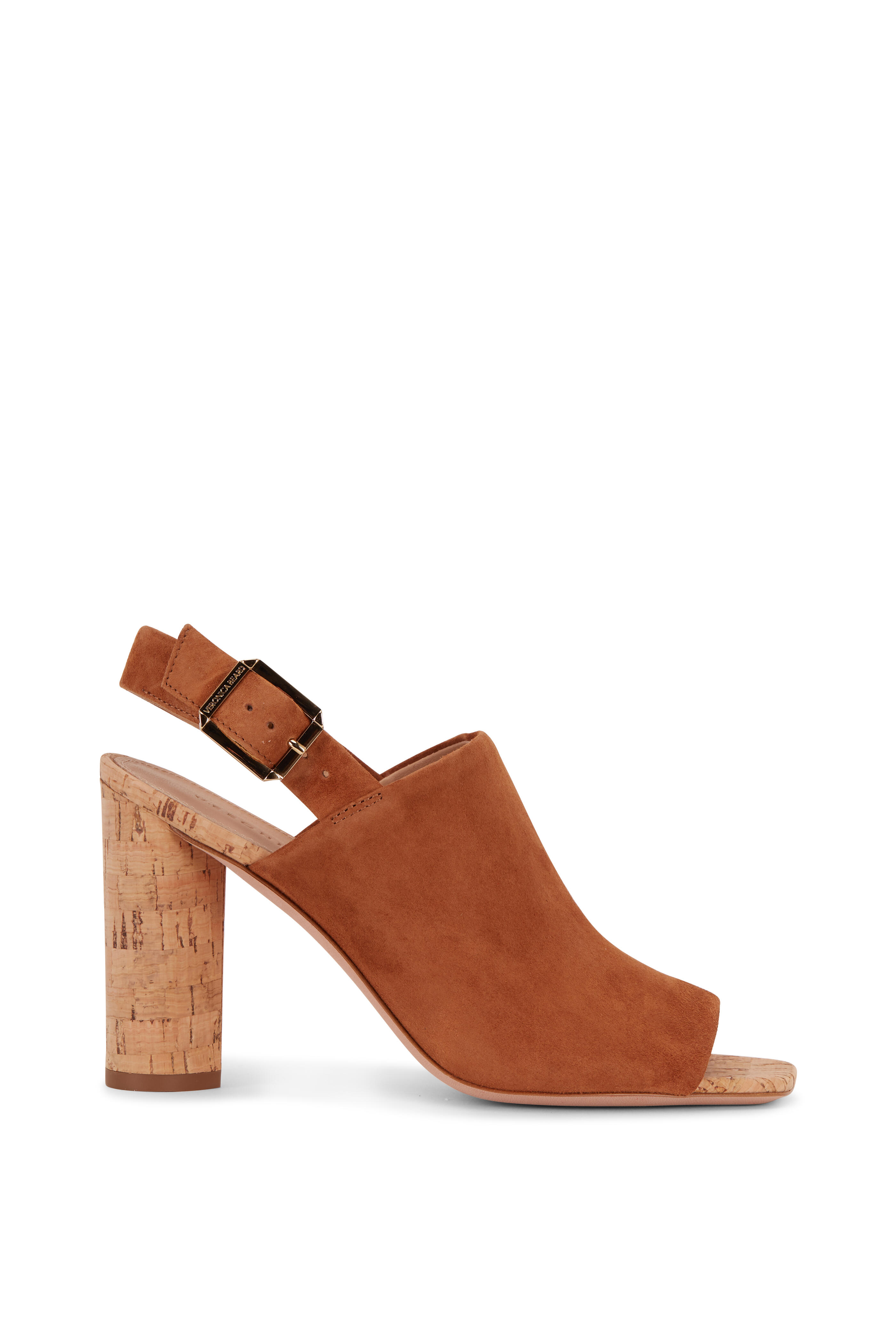 Veronica Beard - Bodhi Pecan Suede Cork Heel Slingback, 90mm