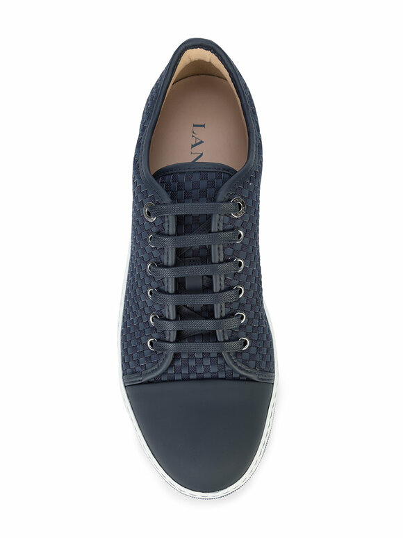 Lanvin - Navy Blue Woven Cap-Toe Sneaker 