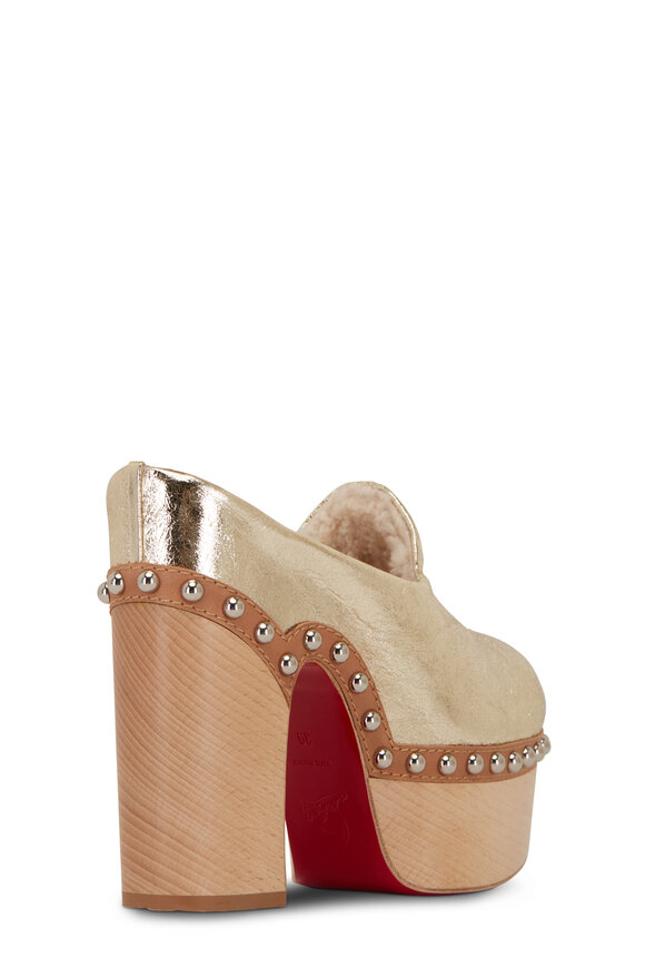 Christian Louboutin Joan Metallic Shearling Lined Clog, 130mm - view 4