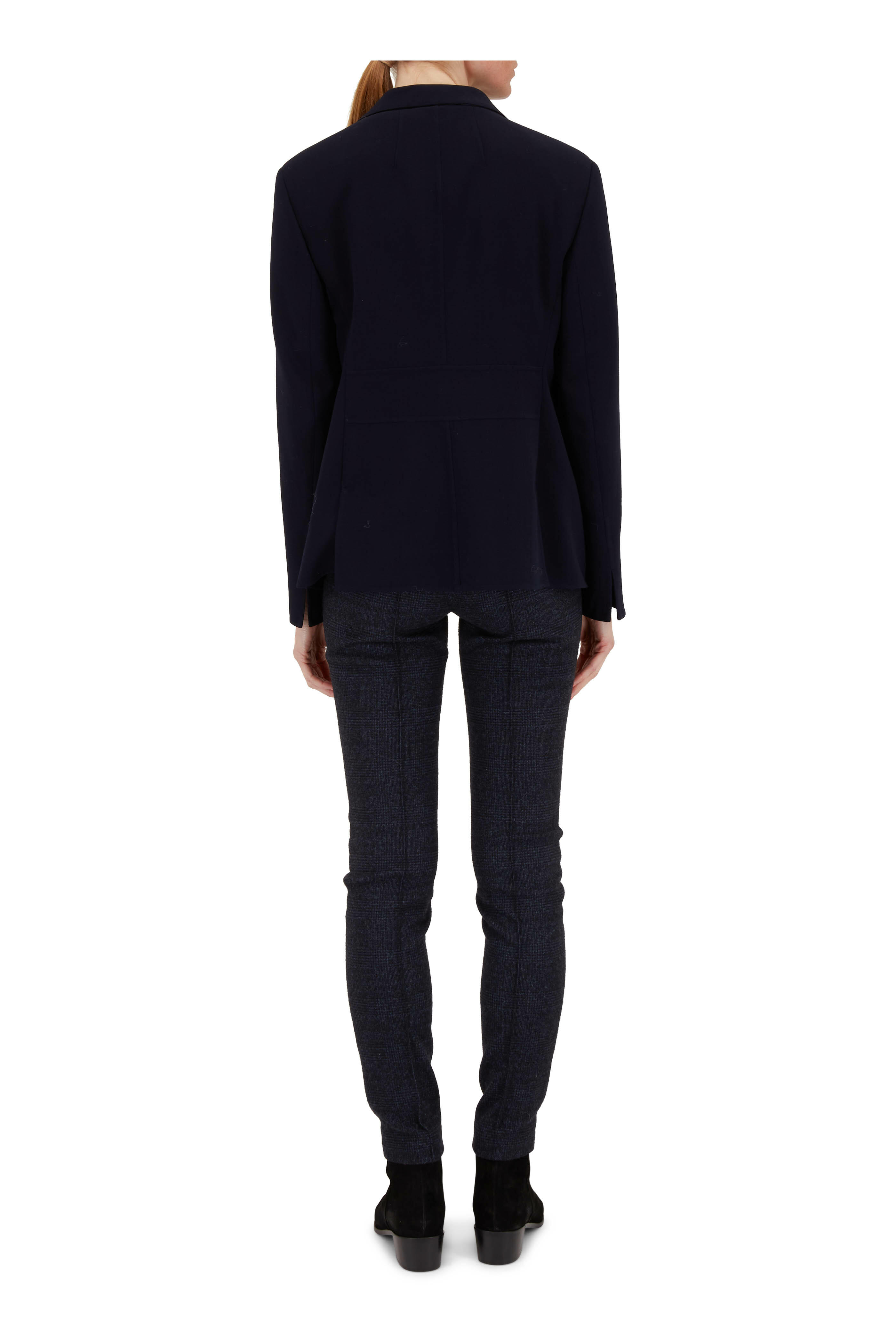 Akris Punto - Mara Navy & Black Plaid Jersey Pleat Pant