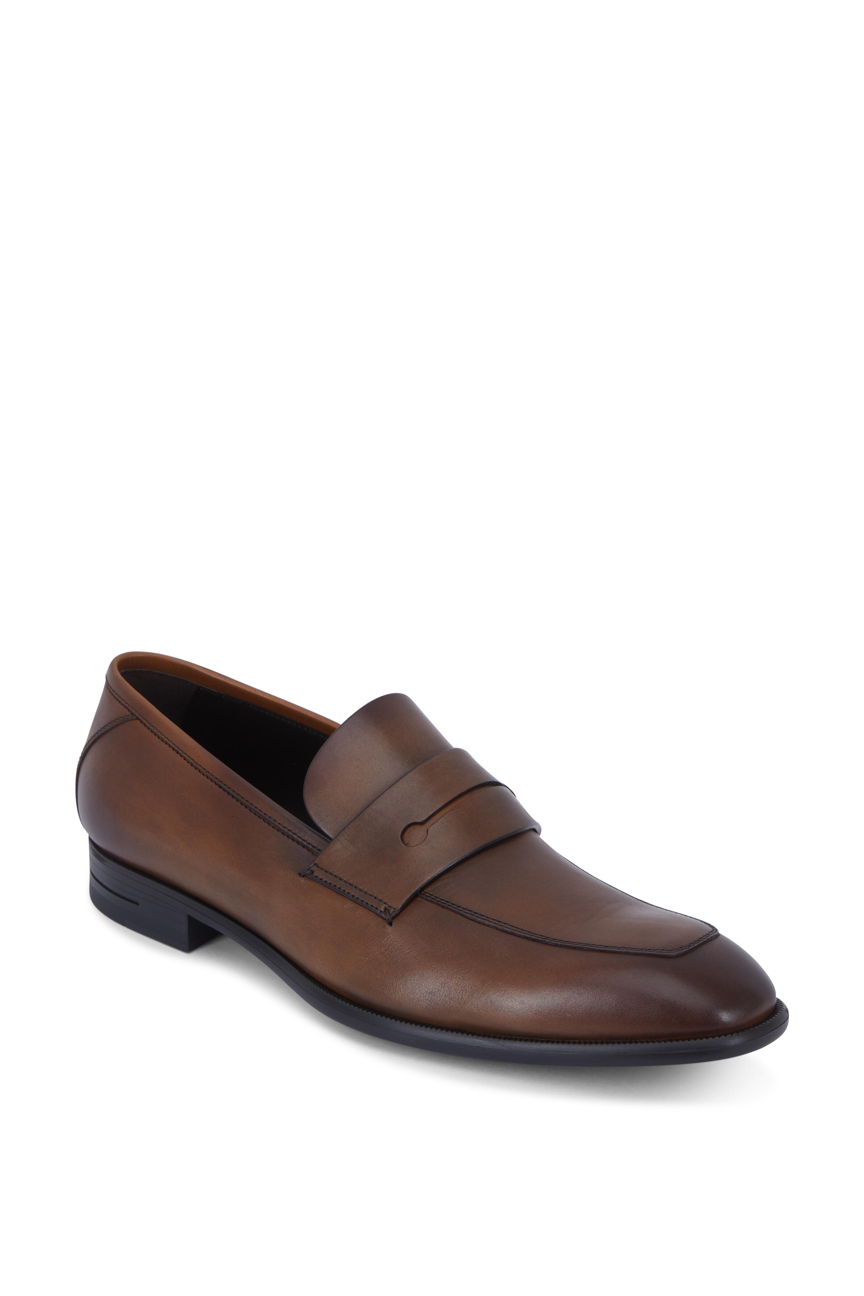 Zegna - L'Asola Medium Brown Leather G-Flex Penny Loafer
