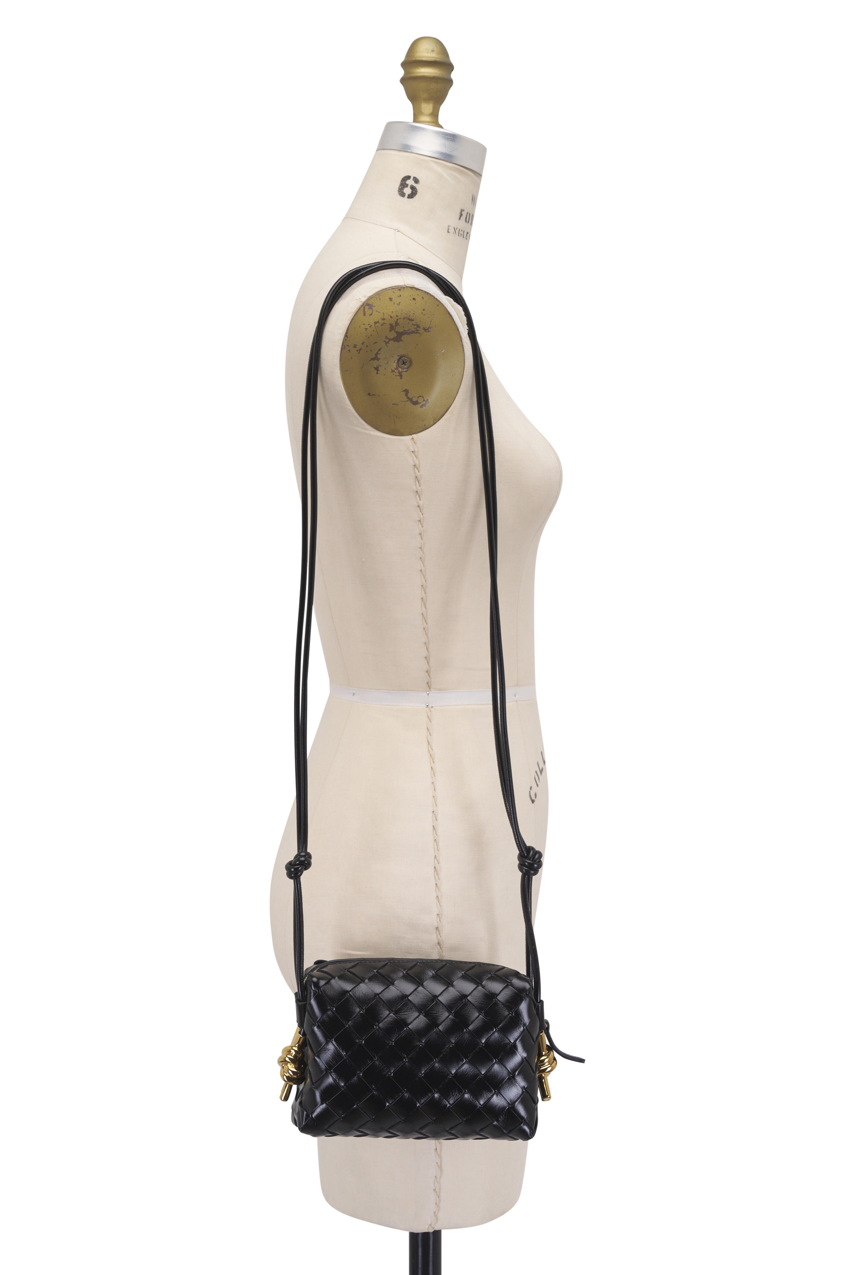 Bottega Veneta - Mini Loop Metal Knot Black Intrecciato Bottega Veneta - Mini Loop Metal Knot Black Intrecciato